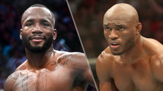 (L, R) Leon Edwards and Kamaru Usman (seen here at their last fight) will complete their trilogy at the UFC 286 live stream.