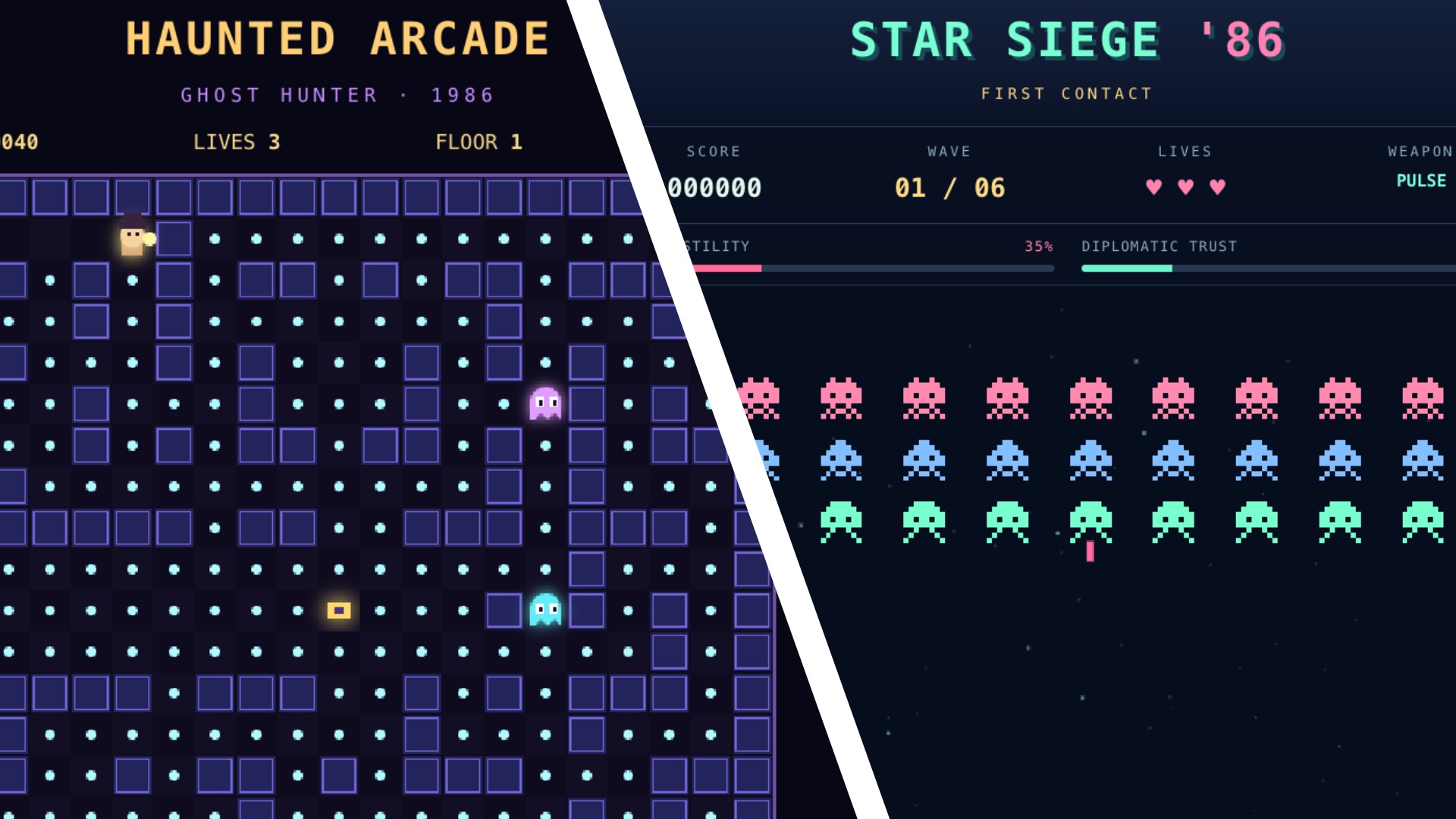 Two chatgpt-generated games in a composite