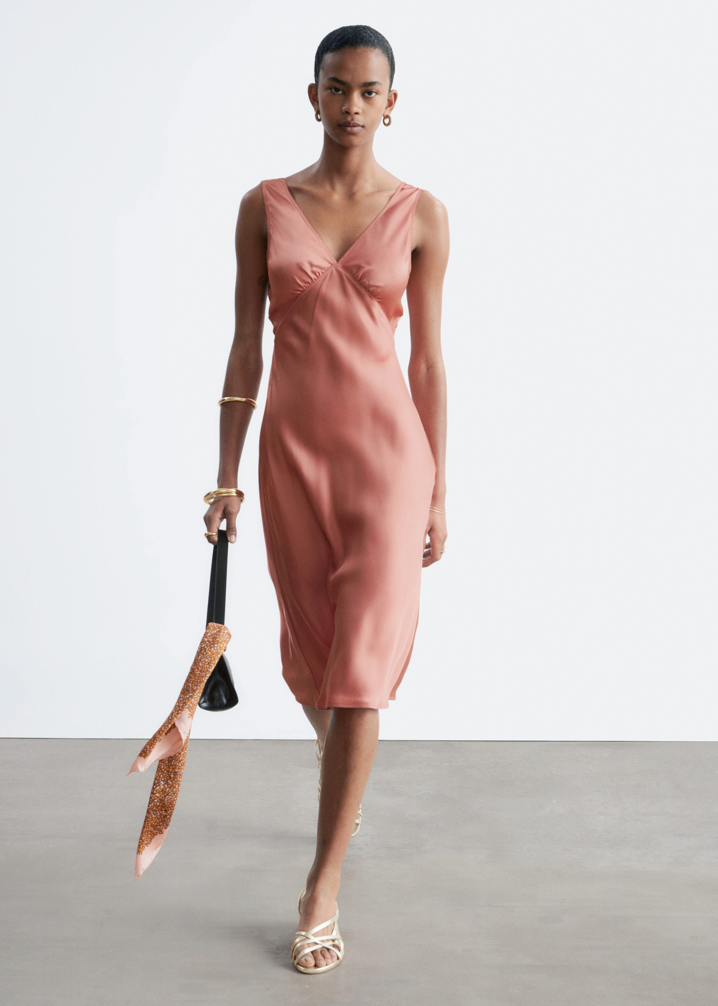 V-Neck Slip Midi Dress