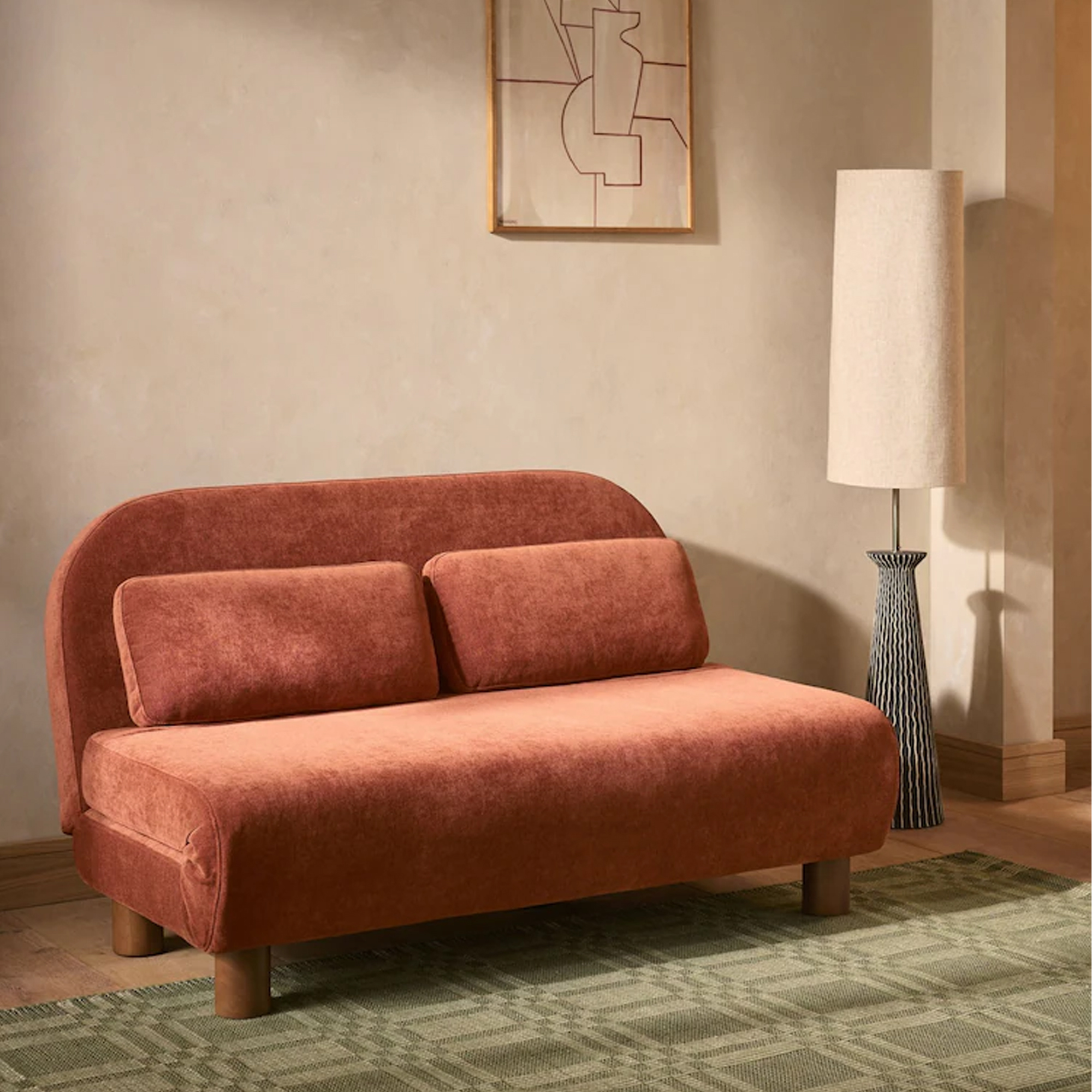 Next Soft Twill Rust Brown Palma Double Sofa Bed