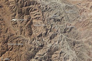 mountains from space, oman mountains, earth's crust exposed, ophiolite, earth's interior, nasa satellite images