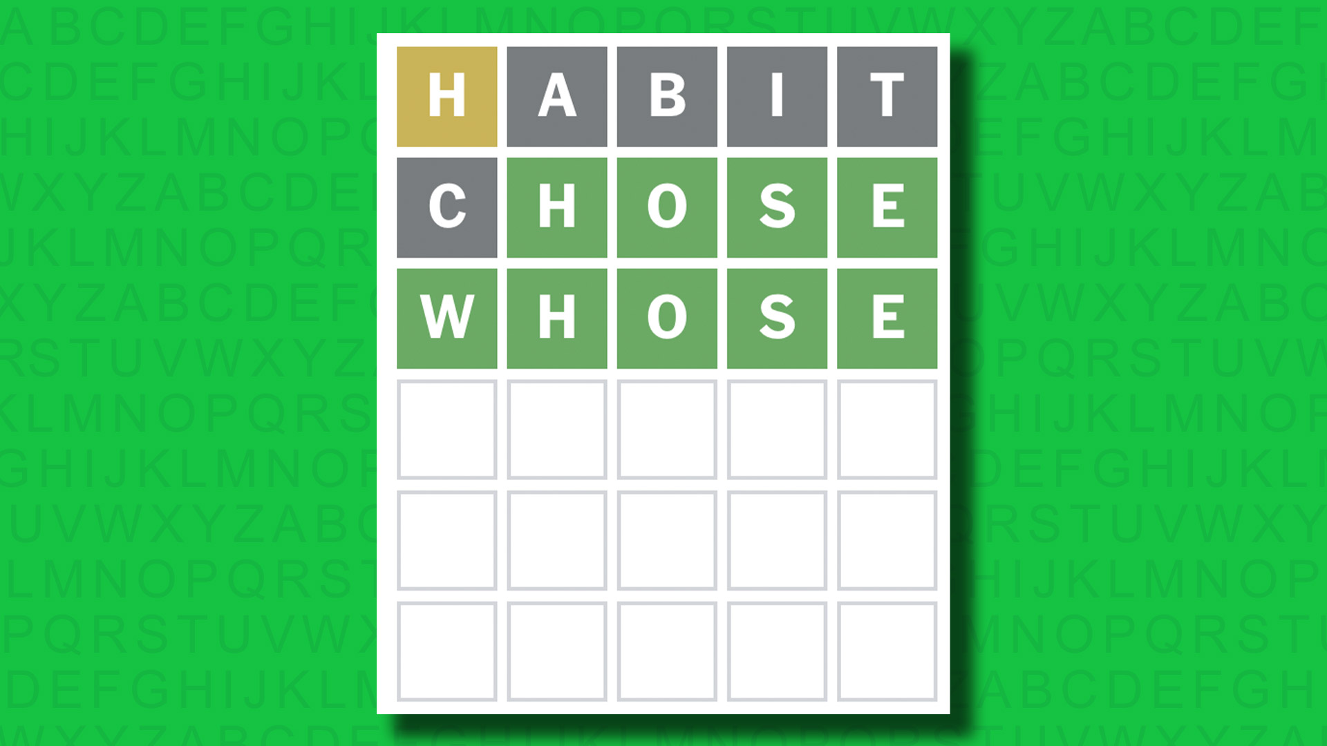 NYT Wordle answer for game 1413 on a green background