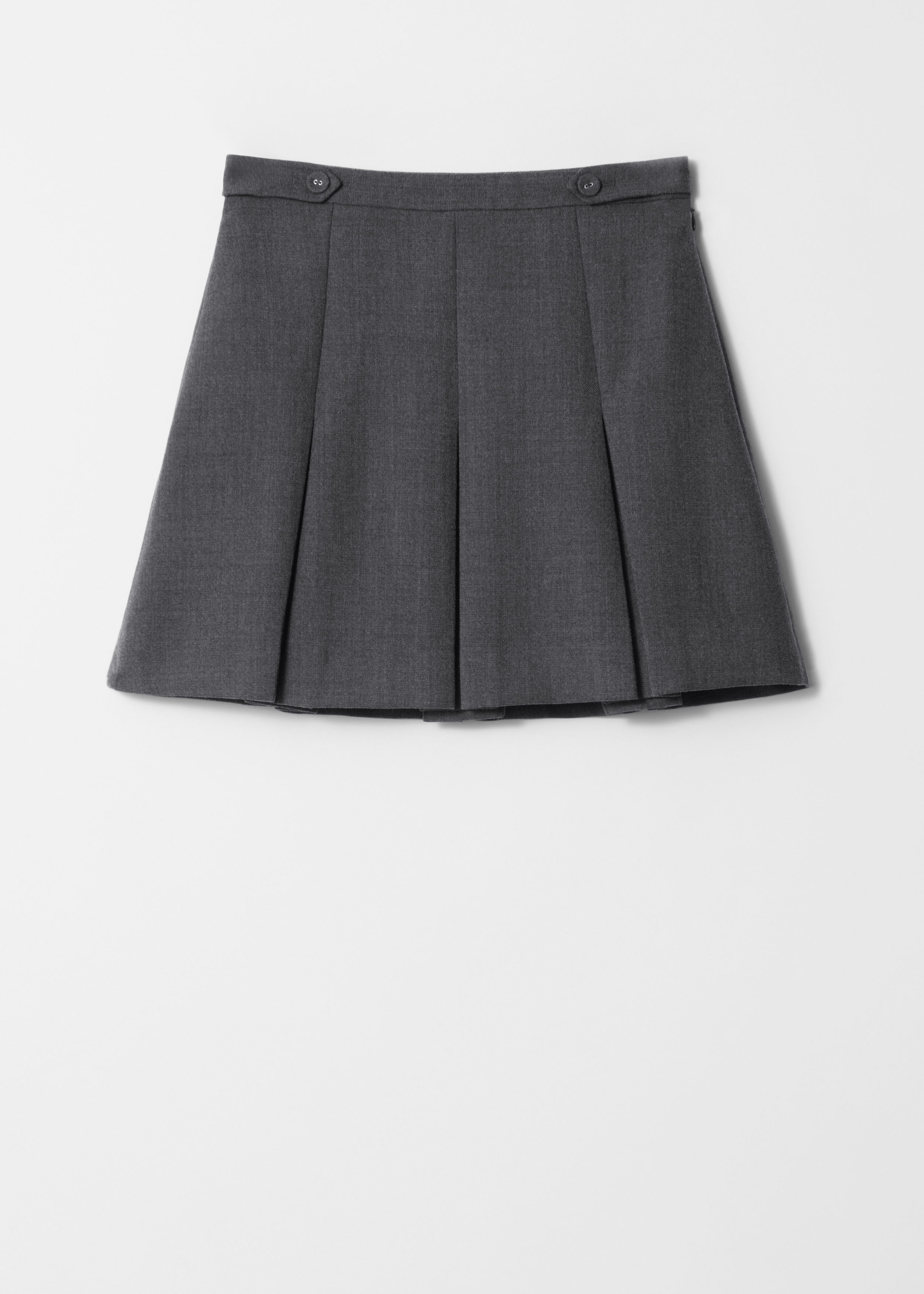 Pleated Herringbone Mini Skirt