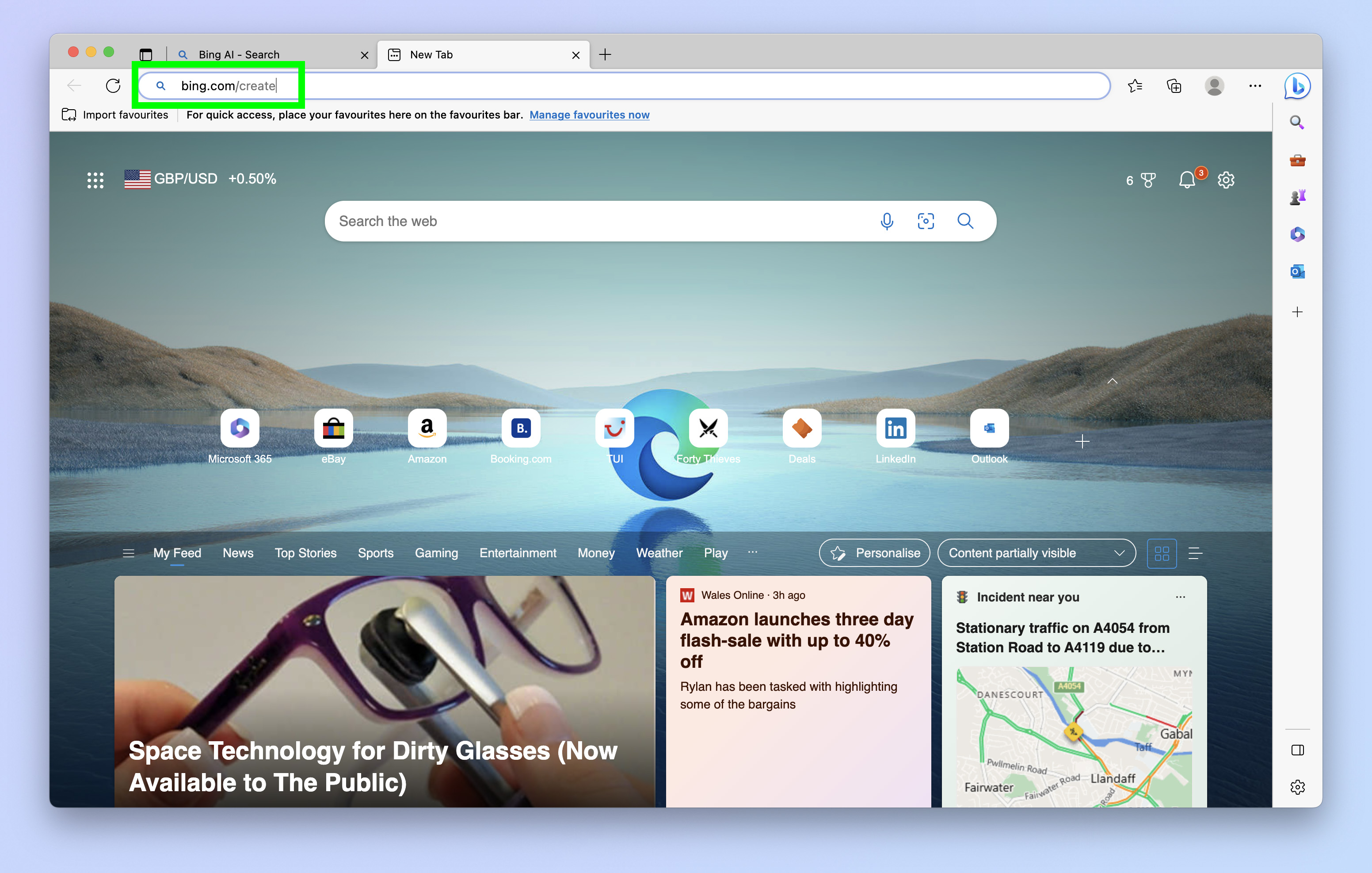 Screenshot showing how to use Bing Image Creator