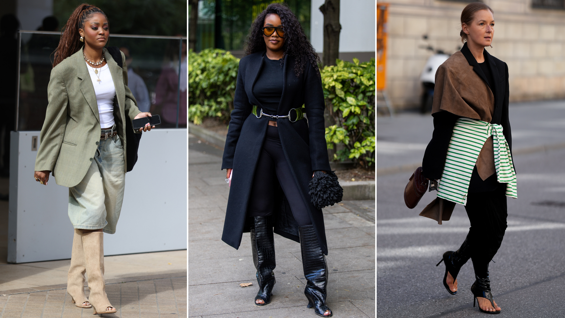 A guest wore the peep-toe boots trend at London Fashion Week 2026