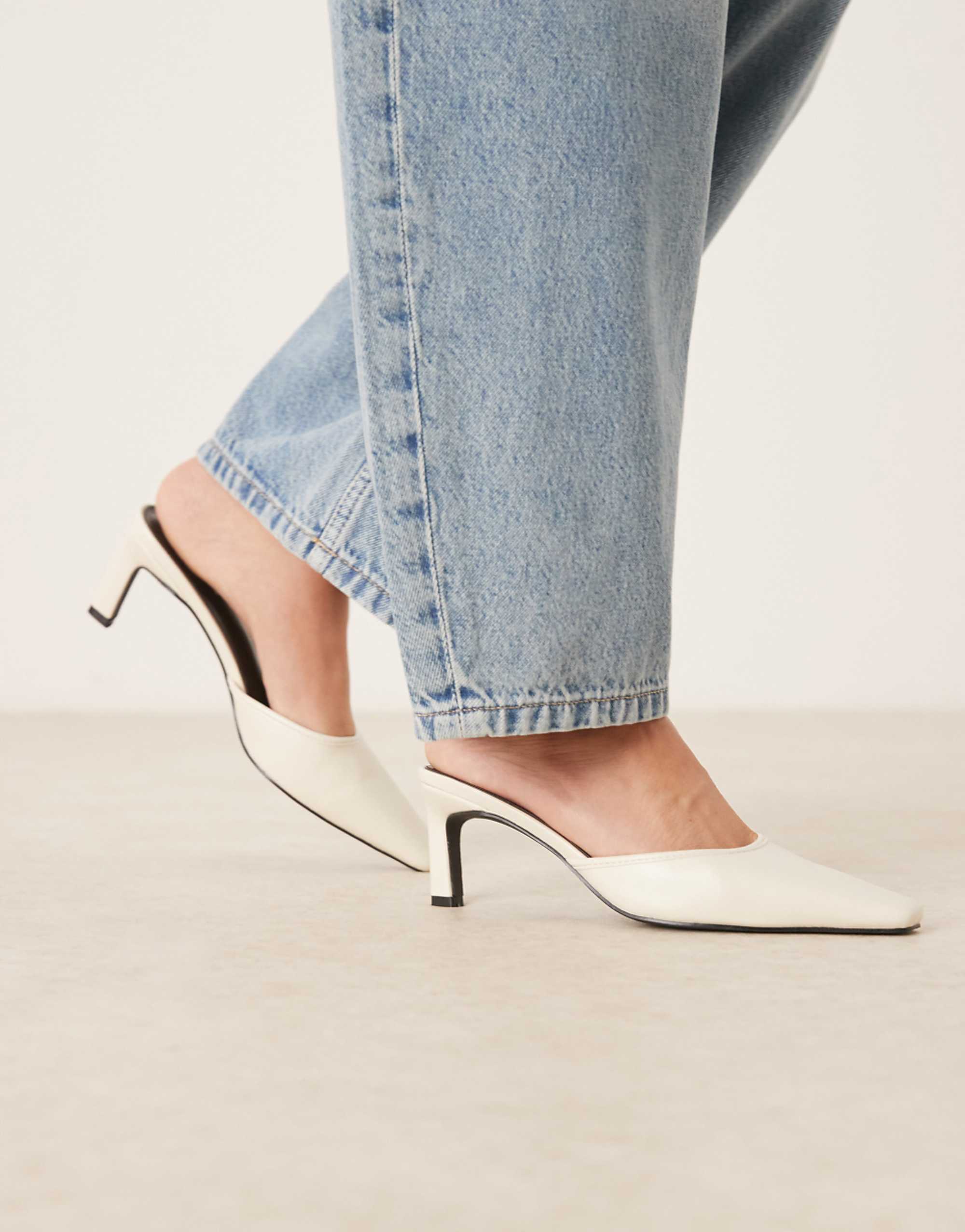 Raid Wide Fit Alya Heeled Mules in Off White