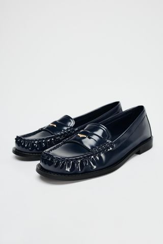 Ruched Loafers With Metallic Details