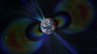 Geomagnetic field around planet Earth in space. Elements of this image furnished by NASA.