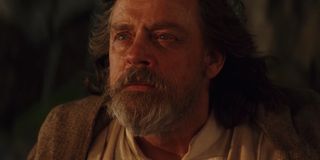 Luke Skywalker staring at sunset in Star Wars: The Last Jedi