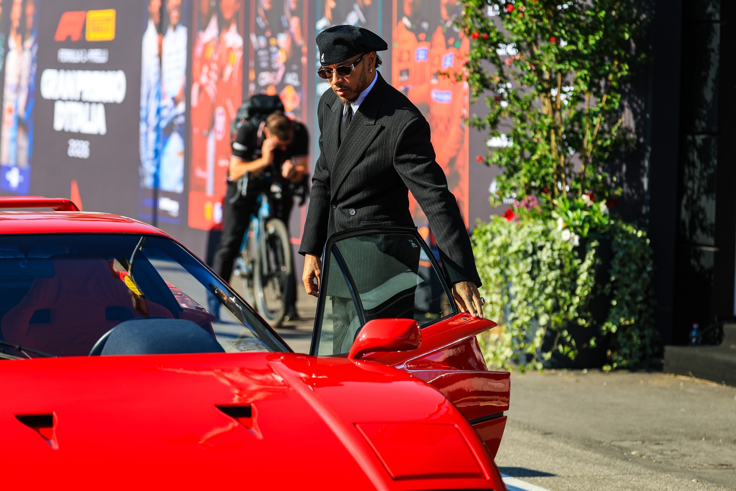 Lewis Hamilton of Great Britain and Scuderia Ferrari arrives to previews ahead of the F1 Grand Prix of Italy at Autodromo Nazionale Monza on September 3, 2026 in Monza, Italy.