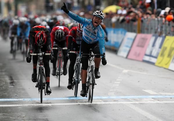 Linus Gerdemann (Milram) wins the first stage of Tirreno-Adriatico
