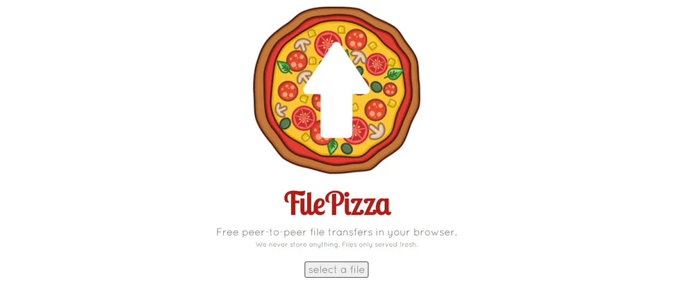 File Pizza tidak mengenakan langkah muat naik yang menjengkelkan seperti kebiasaan perkhidmatan perkongsian fail. Ianya menggunakan pemindahan peer-to-peer yang percuma.