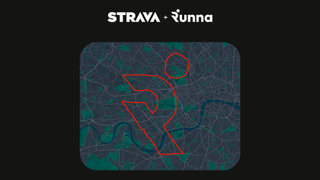 Image showing a route that mimics Runna's logo announces Strava's aquisition of the app