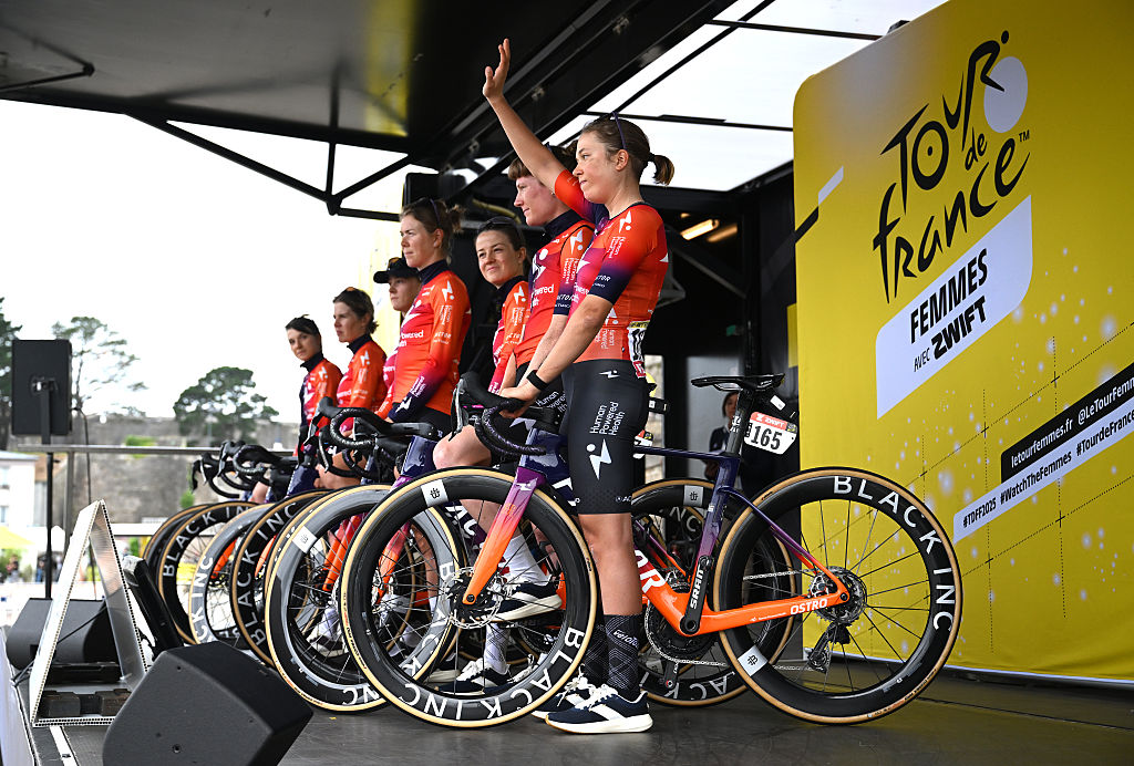 BREST, FRANCE - JULY 27: Mona Mitterwallner of Austria and Team Human Powered Health prior to the 4th Tour de France Femmes 2025, Stage 2 a 110.4km stage from Brest to Quimper / #UCIWWT / on July 27, 2025 in Brest, France. (Photo by Szymon Gruchalski/Getty Images)