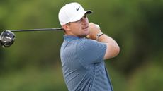 Chris Gotterup takes a shot during a practice round for the Puerto Rico Open