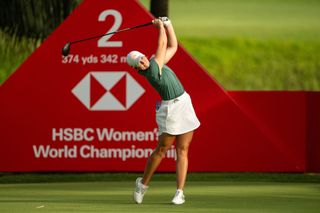 Linn Grant taking a tee shot at the HSBC Women's World Championship, Singapore