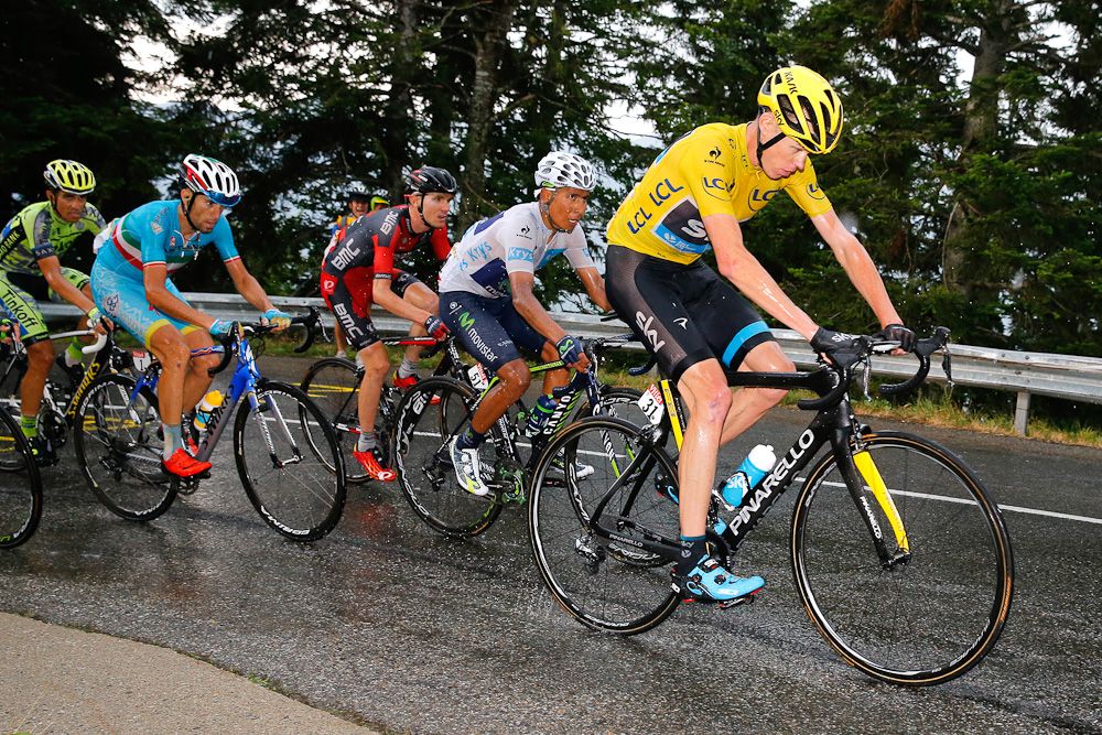 Chris Froome leads Nairo Quintana, Tejay van Garderen and Vincenzo Nibali.