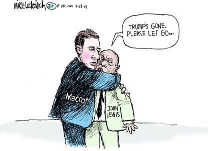 Political cartoon U.S. Macron John Lewis Trump