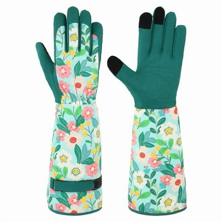 Topjuju Gardening Gloves Women Floral, Rose Pruning Long Gardening Gloves With Forearm Protection, Breathable Work Gloves With Touch Screen for Yard &amp;amp; Outdoor Work