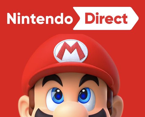 Nintendo Direct: Mario and the Nintendo Direct logo on a red background