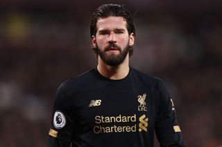 Alisson playing for Liverpool, 2020