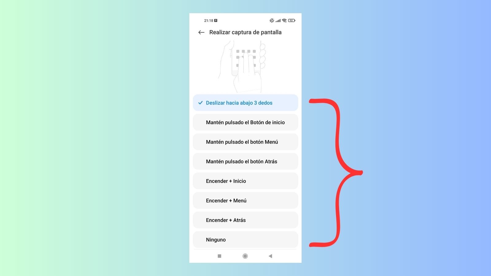 captura pantalla xiaomi escoger botón para hacerla