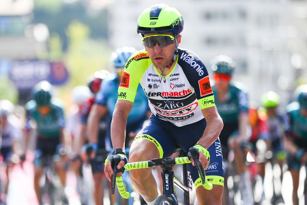POTENZA ITALY MAY 13 Domenico Pozzovivo of Italy and Team Intermarch Wanty Gobert Matriaux crosses the finish line during the 105th Giro dItalia 2022 Stage 7 a 196km stage from Diamante to Potenza 717m Giro WorldTour on May 13 2022 in Potenza Italy Photo by Tim de WaeleGetty Images