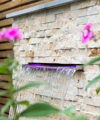water feature fountain from stone wall