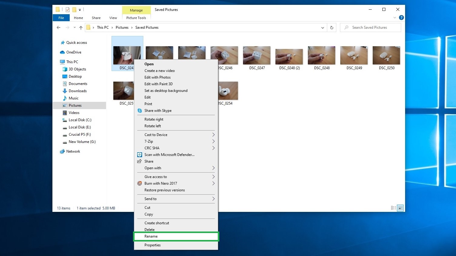 How to batch rename multiple files in Windows 10: Rename files one by one step 2: Right-click on the first file in the folder, then click Rename