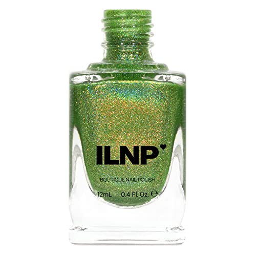 Ilnp 1up - Lime Green Holographic Nail Polish, Chip Resistant Manicure, Long Wear Nail Lacquer, Smooth &amp;amp; Glossy Finish, Non-Toxic, Vegan, Cruelty Free, 12ml