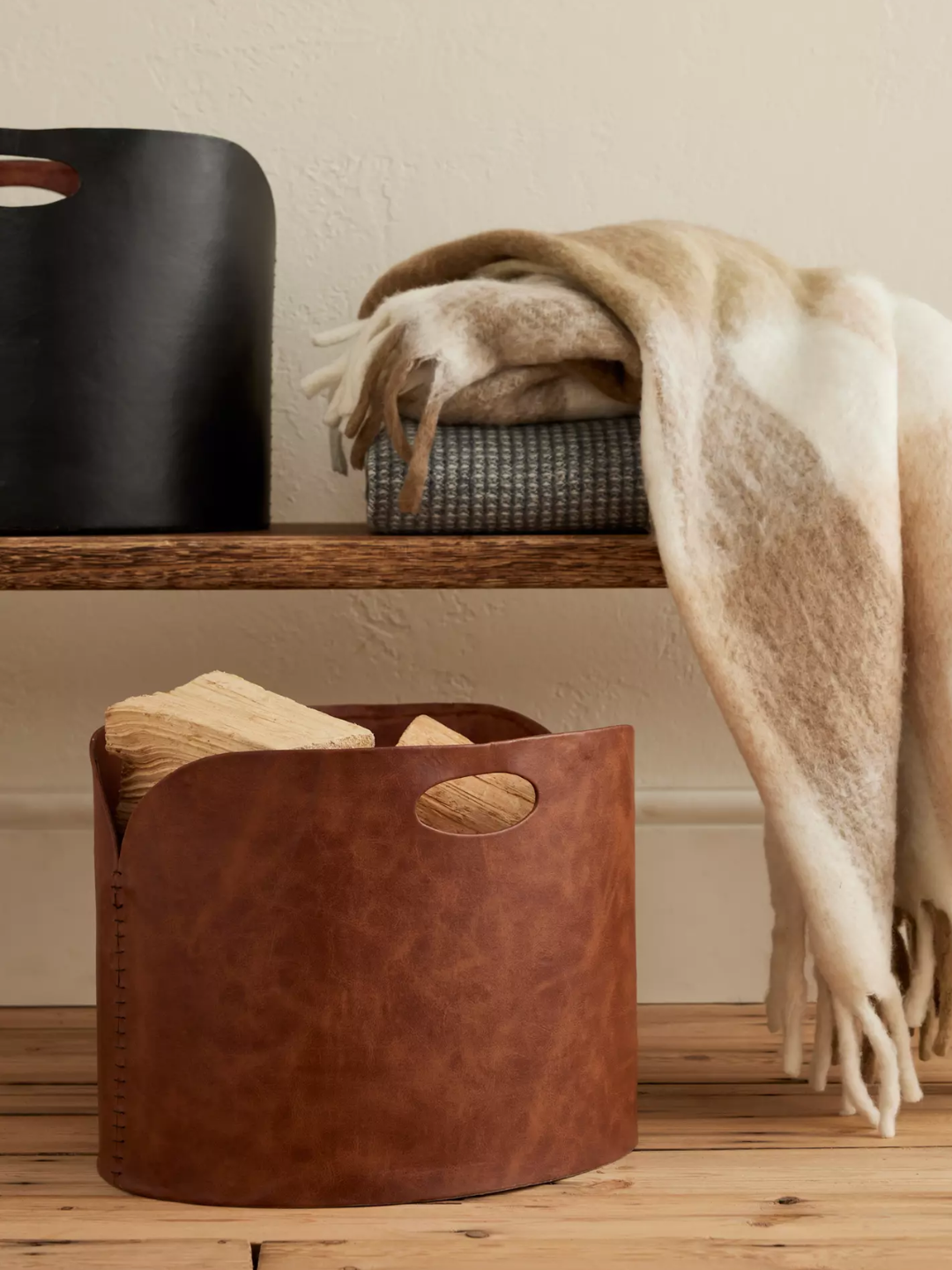 A brown and black storage bag