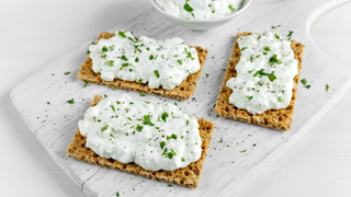 Cottage cheese on cracker