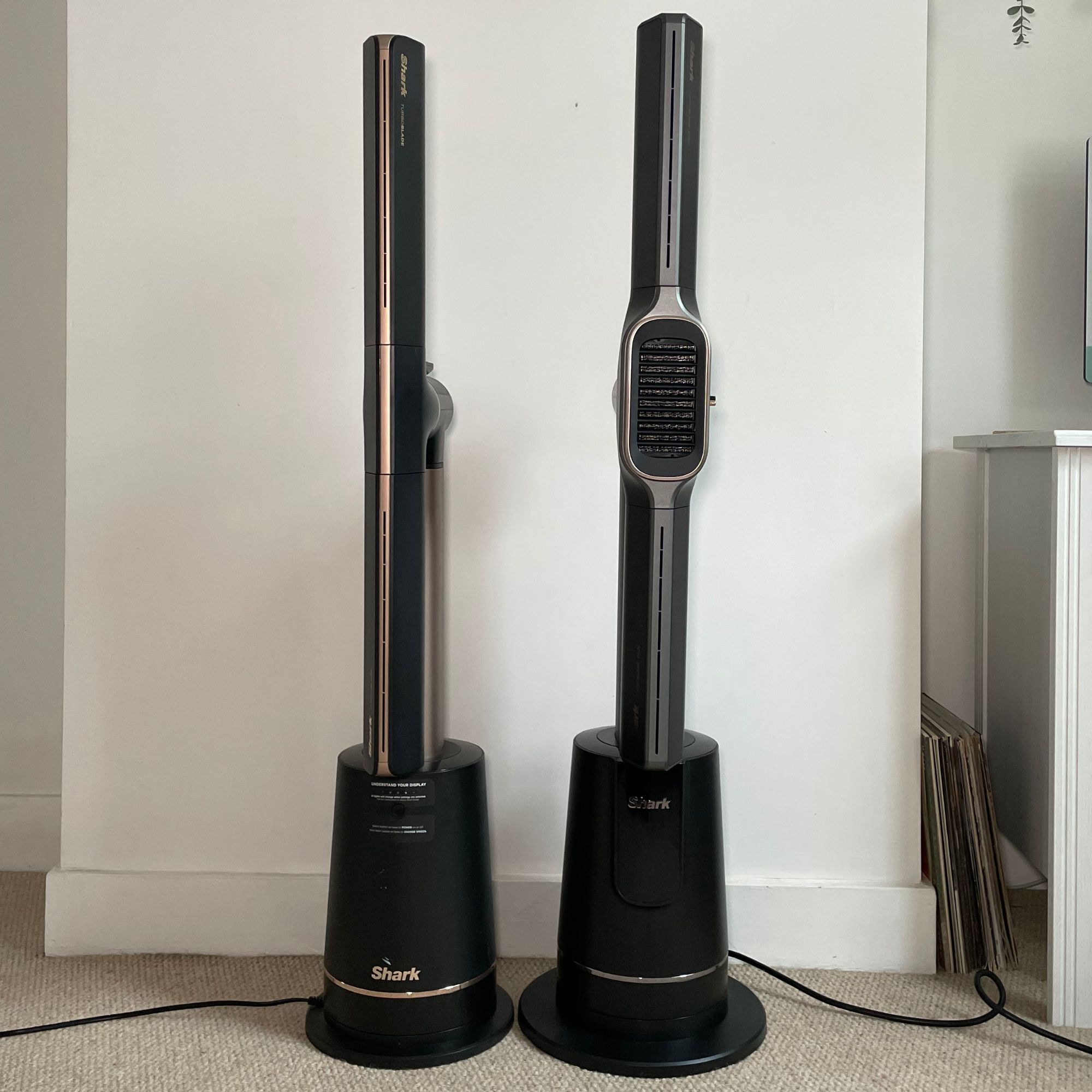 Shark TurboBlade fan and Shark TurboBlade Cool + Heat TH200UK next to each other