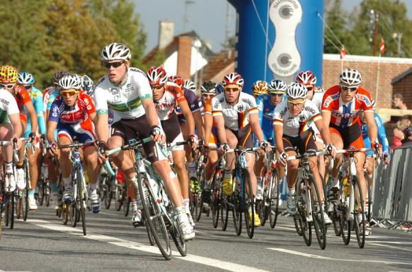 Michael Hepburn (Australia) stays attentive during the under 23 men's road race in Copenhagen