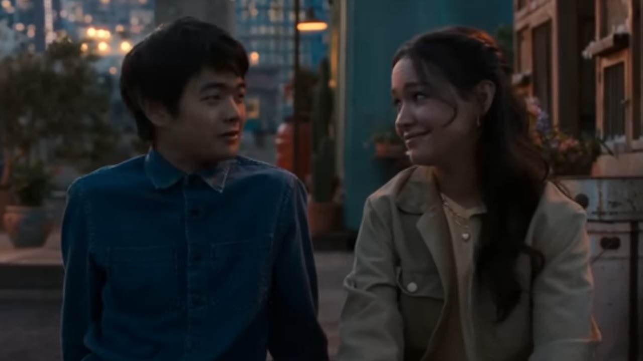 Ben Wang and Sadie Stanley sharing a moment in Karate Kid: Legends