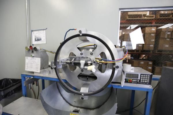This station is used to drill the holes for each Haven Carbon rim. Four unique spoke angles are used per rim.