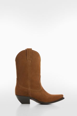 Mango Suede Cowboy Ankle Boots