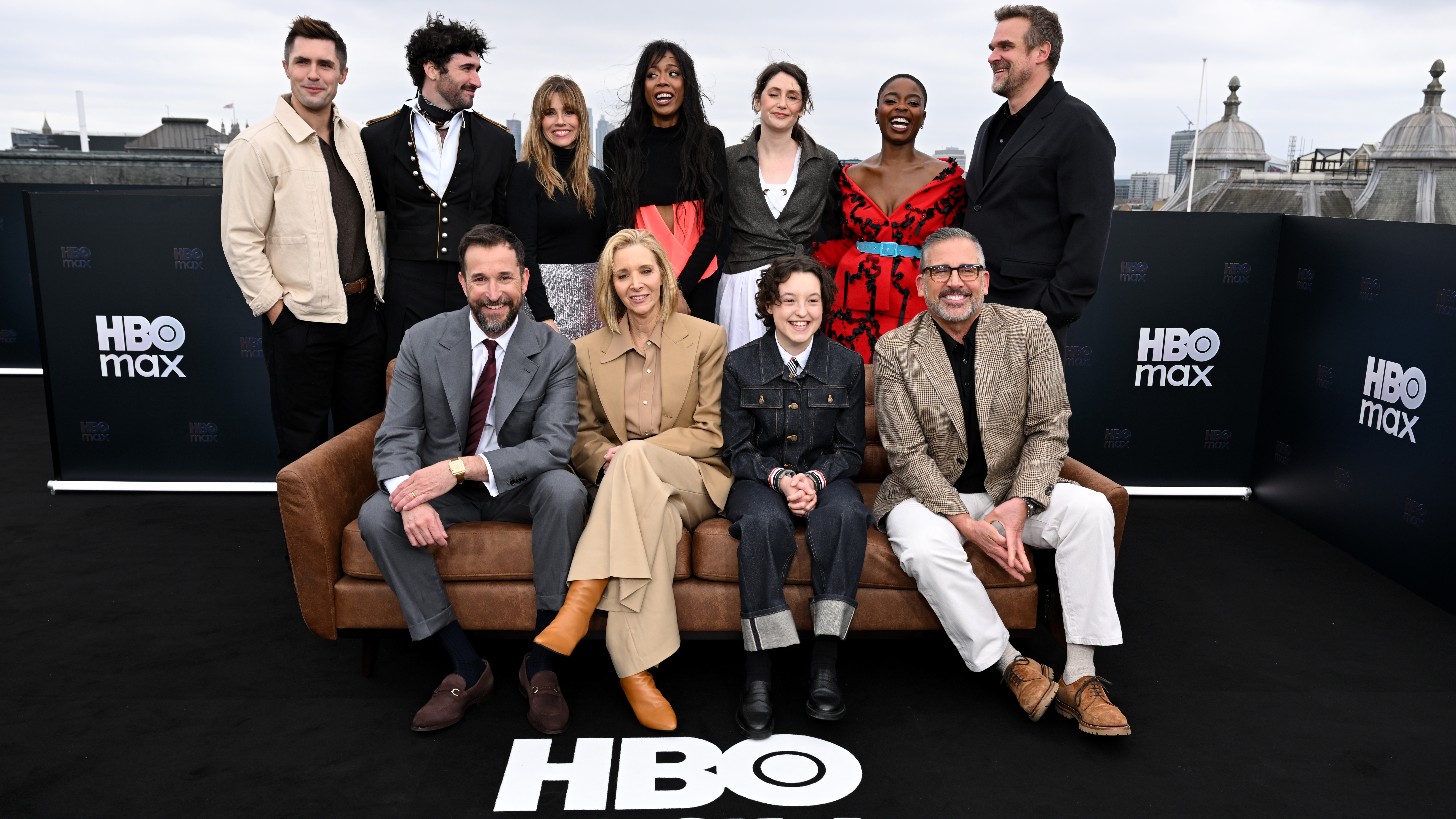 Phil Dunster, Jordan Firstman, Noah Wyle, Linda Cardellini, Lisa Kudrow, True Whitaker, Haley Daniels, Bella Ramsey, Joy Sunday, Steve Carell and David Harbour celebrating the launch of HBO Max