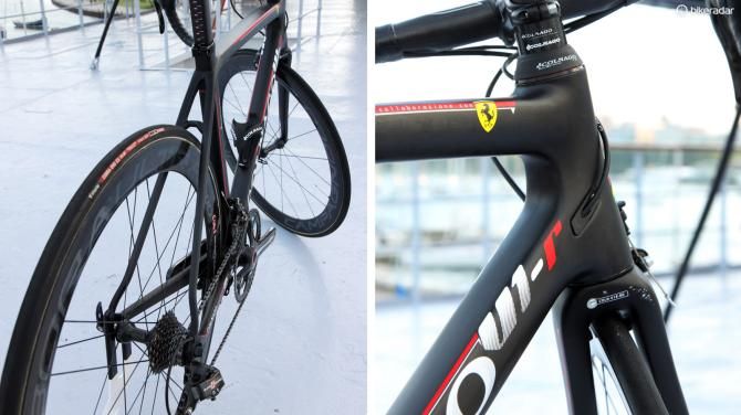 The stays are notably slender with very clean aesthetics. The fork is built with a 1 1/8-to-1/4in tapered carbon fiber steerer
