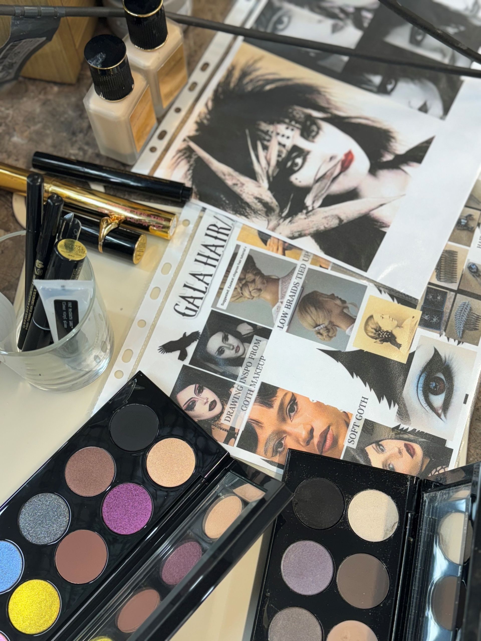 An exclusive, behind-the-scenes image of the makeup trailer on the set of Netflix's 'Wednesday,' season 2, taken by makeup artist Nirvana Jalalvand.