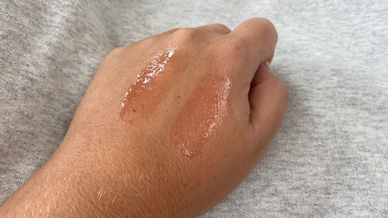 swatches of dior and lottie london lip oils