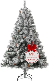 EVRE Evre 6ft White Snow Flocked Artificial Christmas Tree