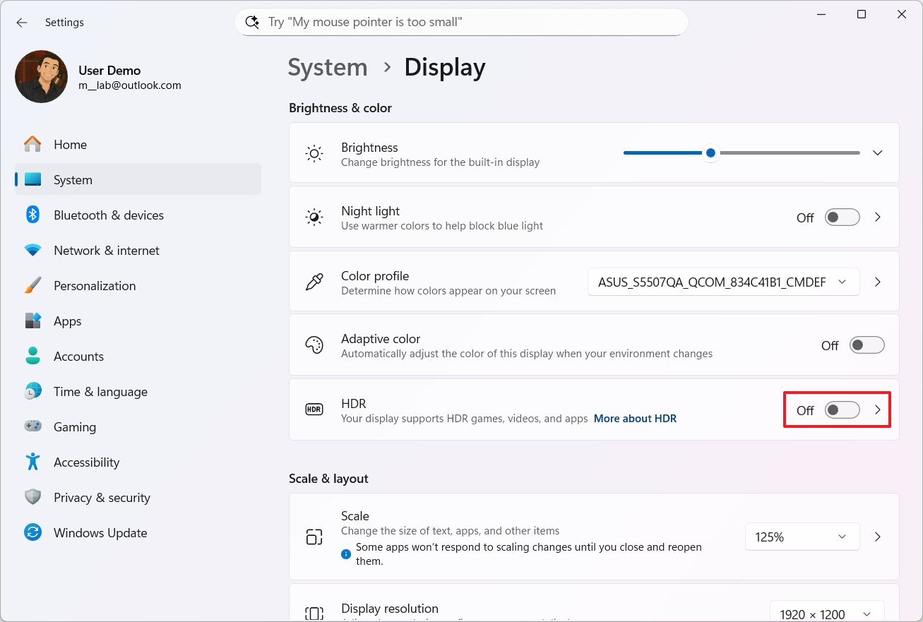 Windows 11 enable HDR