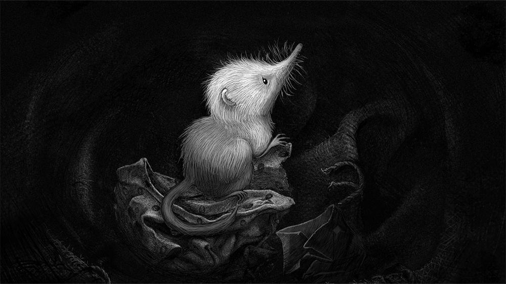 An image from Little Shrew (Snowflake) animated film by Kate Bush