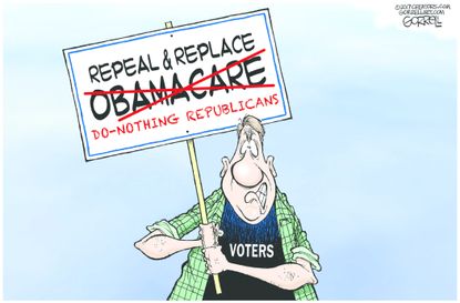 Political cartoon U.S. GOP health-care bill do-nothing Republicans