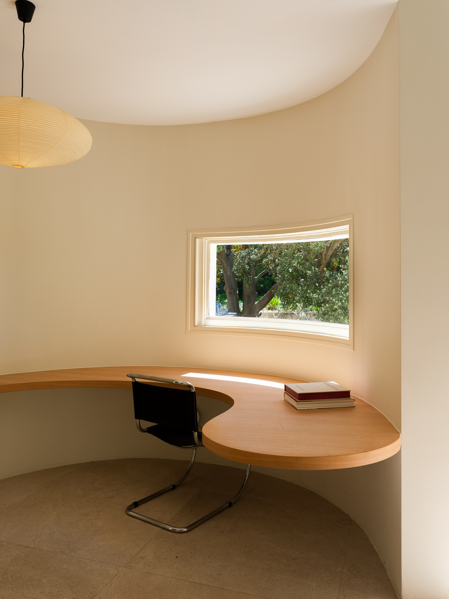 view of the interior of a modernist house with a minimal interior located in arles france