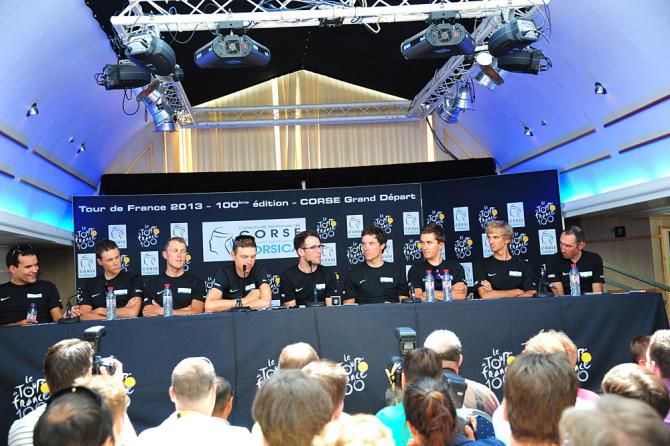 The Omega Pharma - Quick Step team at the pre-Tour presscon