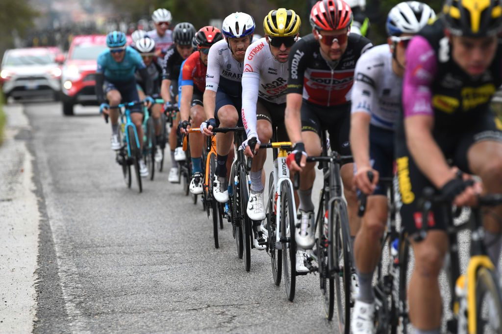 CASTELFIDARDO ITALY MARCH 14 Greg Van Avermaet of Belgium and AG2R Citren Team during the 56th TirrenoAdriatico 2021 Stage 5 a 205km stage from Castellalto to Castelfidardo 175m TirrenoAdriatico on March 14 2021 in Castelfidardo Italy Photo by Tim de WaeleGetty Images