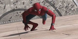 spider-man climbing up the washington monument in homecoming