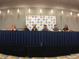 Kate Ramsayer, Luis Ramos-Izquierdo, Brooke Medley, Erwan Mazarico, Evan Hoffman and Jennifer Sager from NASA Goddard Space Flight Center extoll the many virtues of space lasers, in the Future Con panel "NASA's Space Lasers" on June 16, 2017.